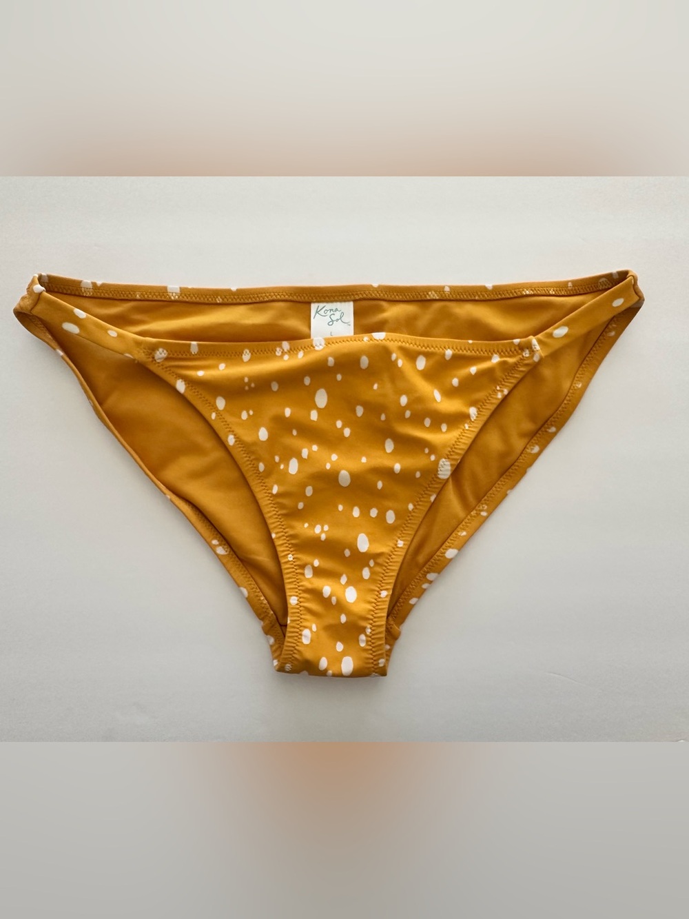 Kona Sol Yellow Bikini Bottoms with White Spot Print